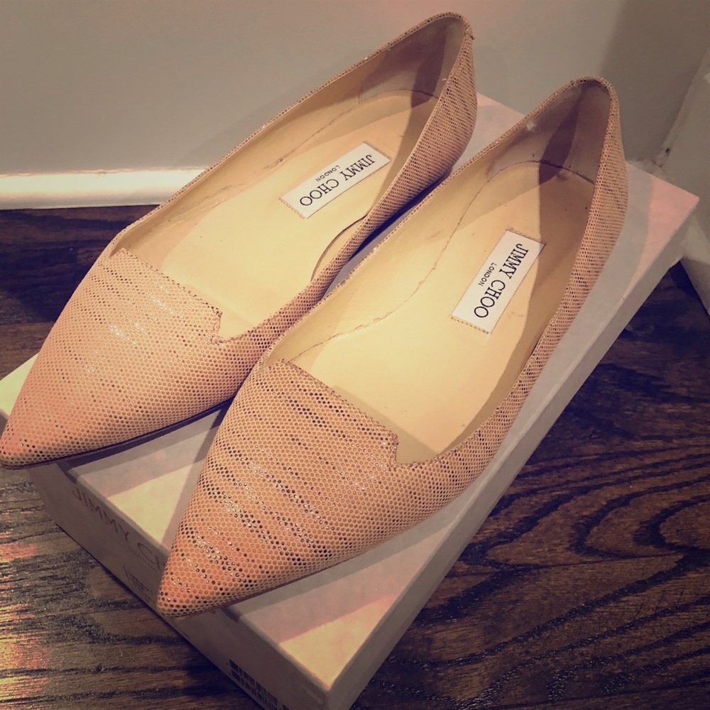 Jimmy Choo Wray Snake Printed Leather Ballet Flat